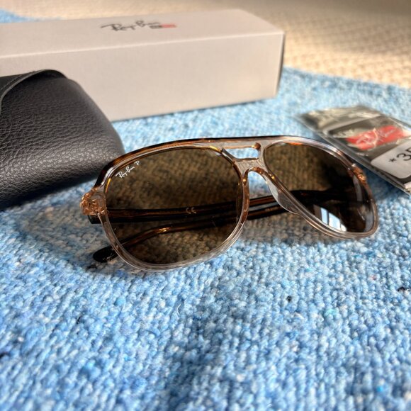 NWT Ray-Ban BILL Sunglasses Polished Havana On Transparent Brown Polarized - Picture 6 of 6